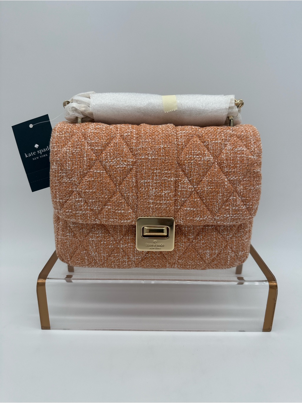 Kate Spade Carey Quilted Tweed Crossbody Bag Orange Jasper